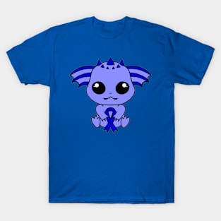 Cute Creature Holding an Awareness Ribbon (Blue) T-Shirt